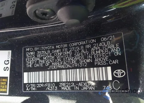 2022 Toyota Corolla Le z USA, uszkodzony, nr VIN JTDEPMAE0NJ191312